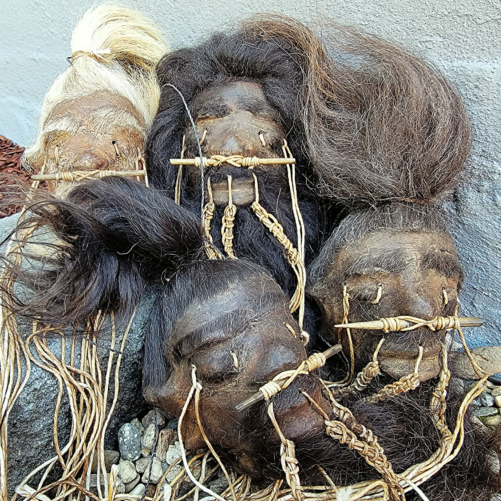 Shrunken Head, Oddities Curiosities, Real Leather and Hair, Medium, Lama alpaca