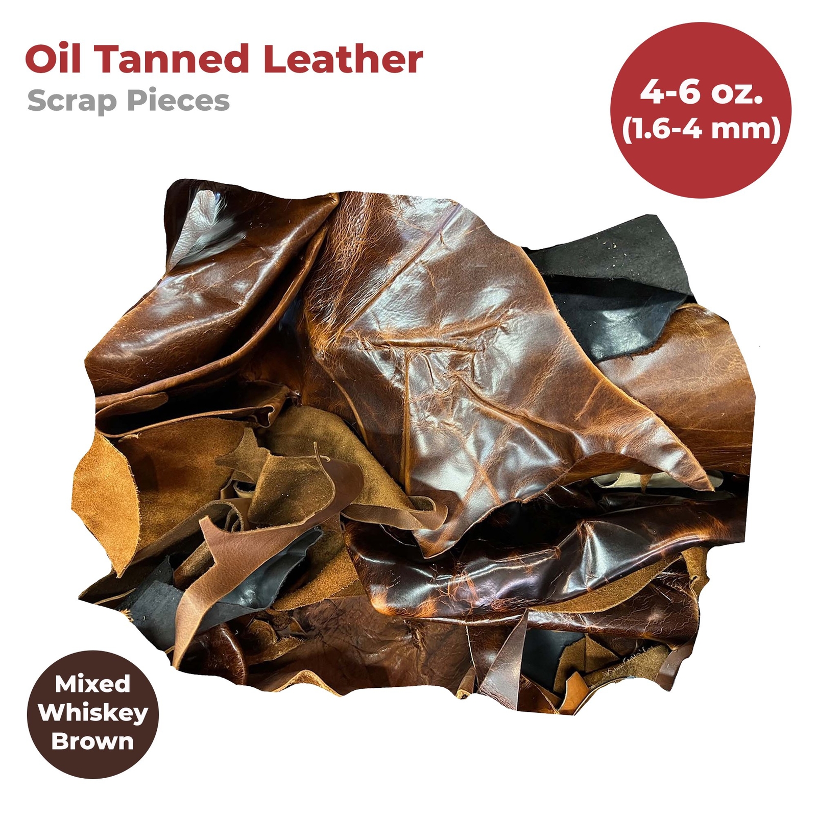 ELW Vegetable & OilTanned Leather Scraps 2-15 oz (1.4-6mm) 1-30 lb Sizes