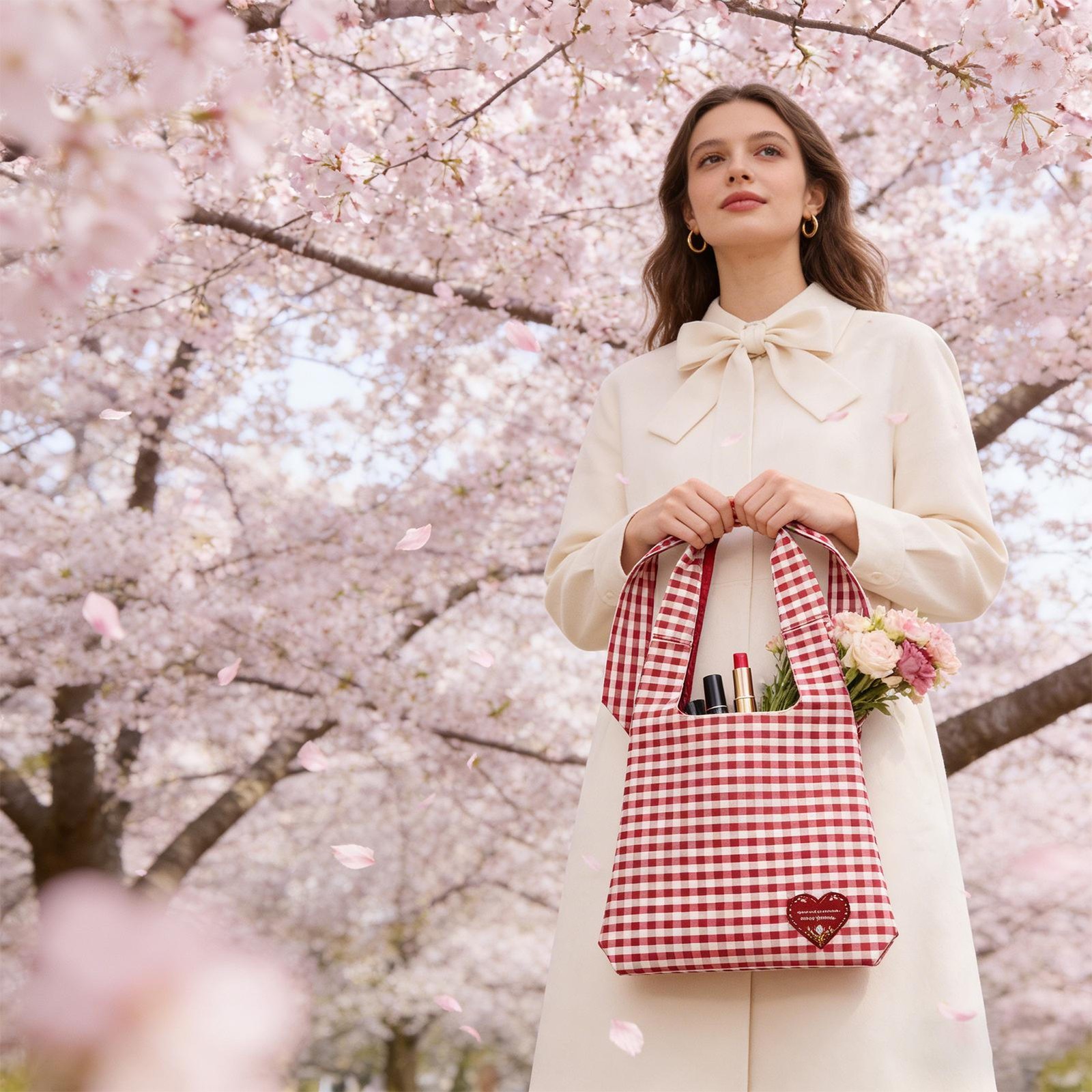 Barnes & Noble Valentine’s Day Book Tote Bag NEW With Tags 2026 Red White Check