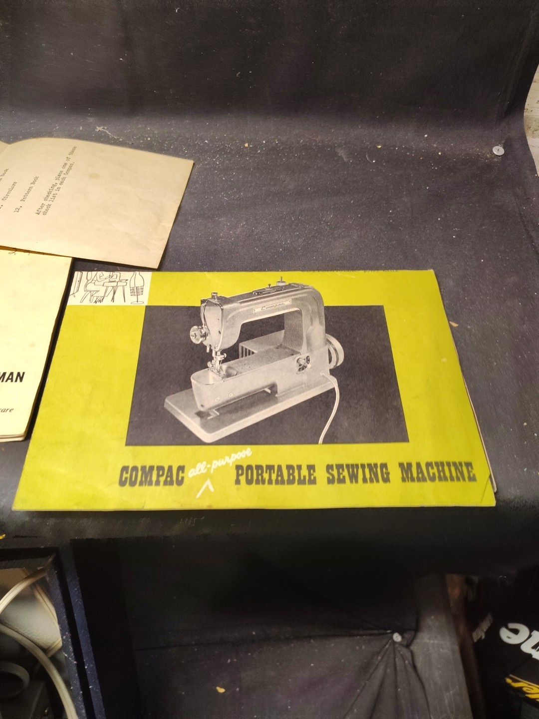 Vintage Portman Sewing Machine Compact Case Pedal Attachments