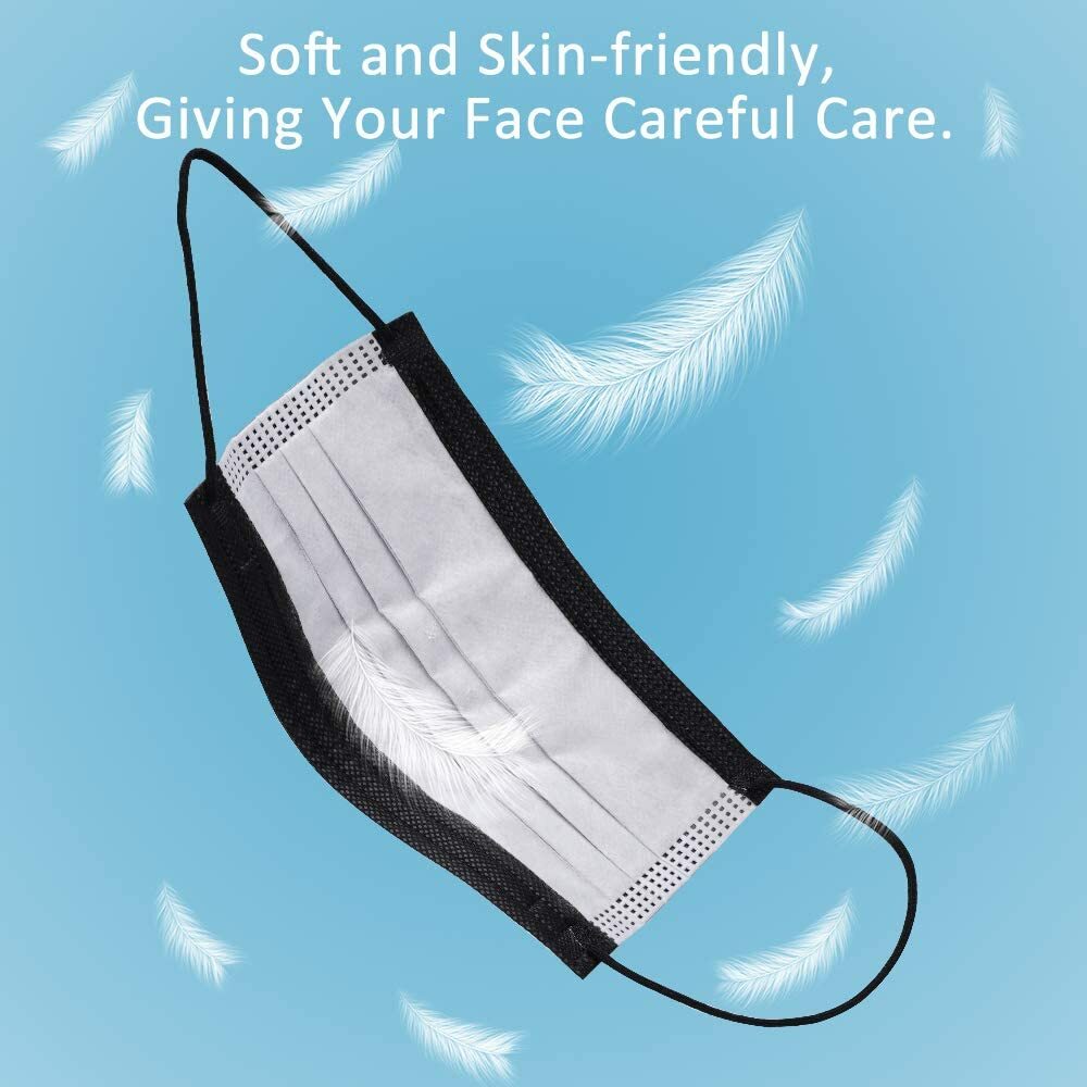 50/100 PCS 4 Layers Black Face Mask Mouth & Nose Protector Disposable Masks