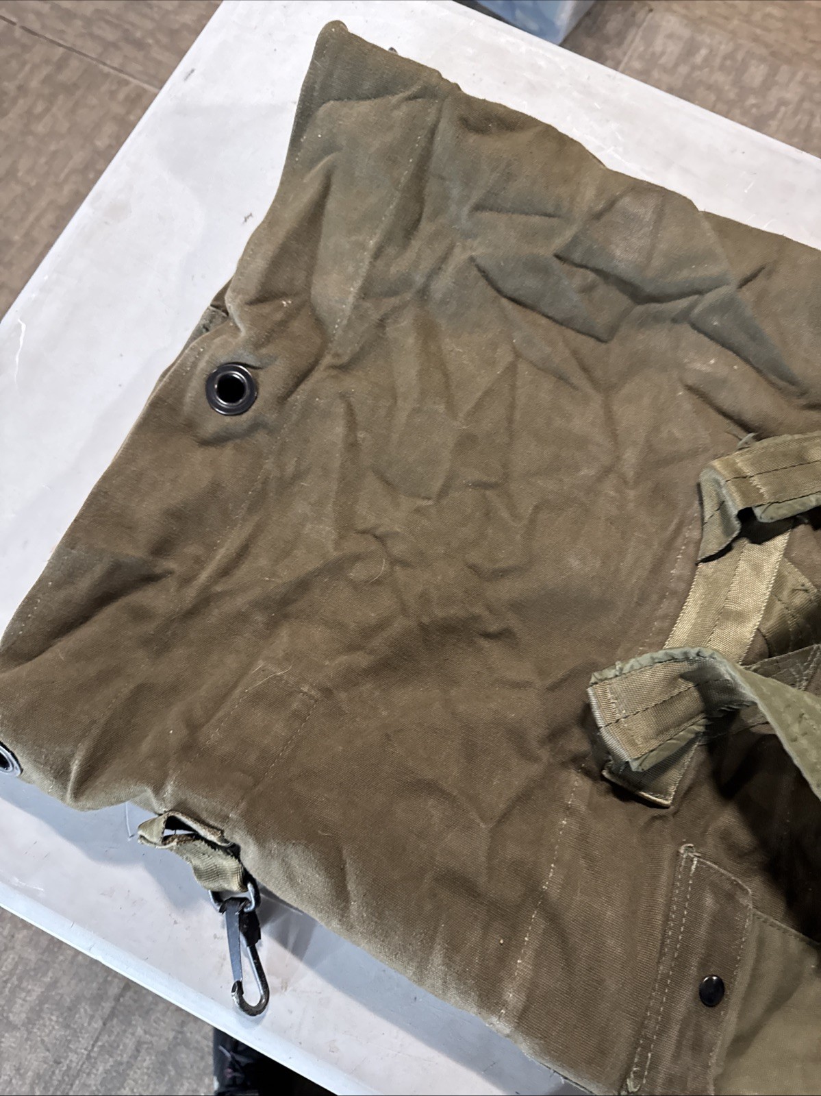 Vintage Military Canvas Duffle Bag US Army Green Carryall Sack Backpack