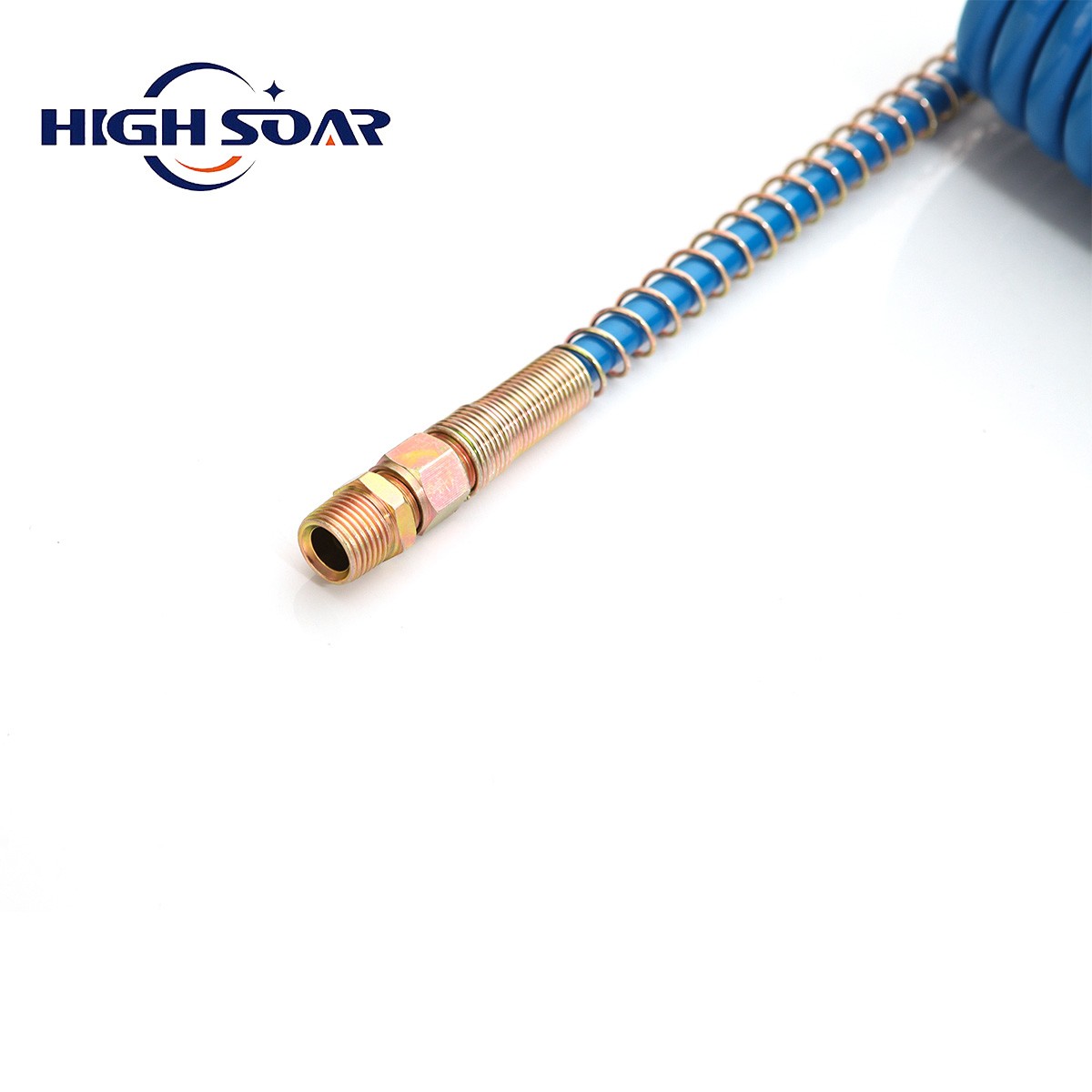 15FT Air Brake Line Coil Assembly Nylon Red & Blue Brass Fittings Semi Truck