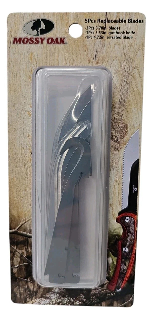 Mossy Oak 5 Pcs Country Roots Replaceable Knife Blades S/S New Sealed Mfg. Pack!
