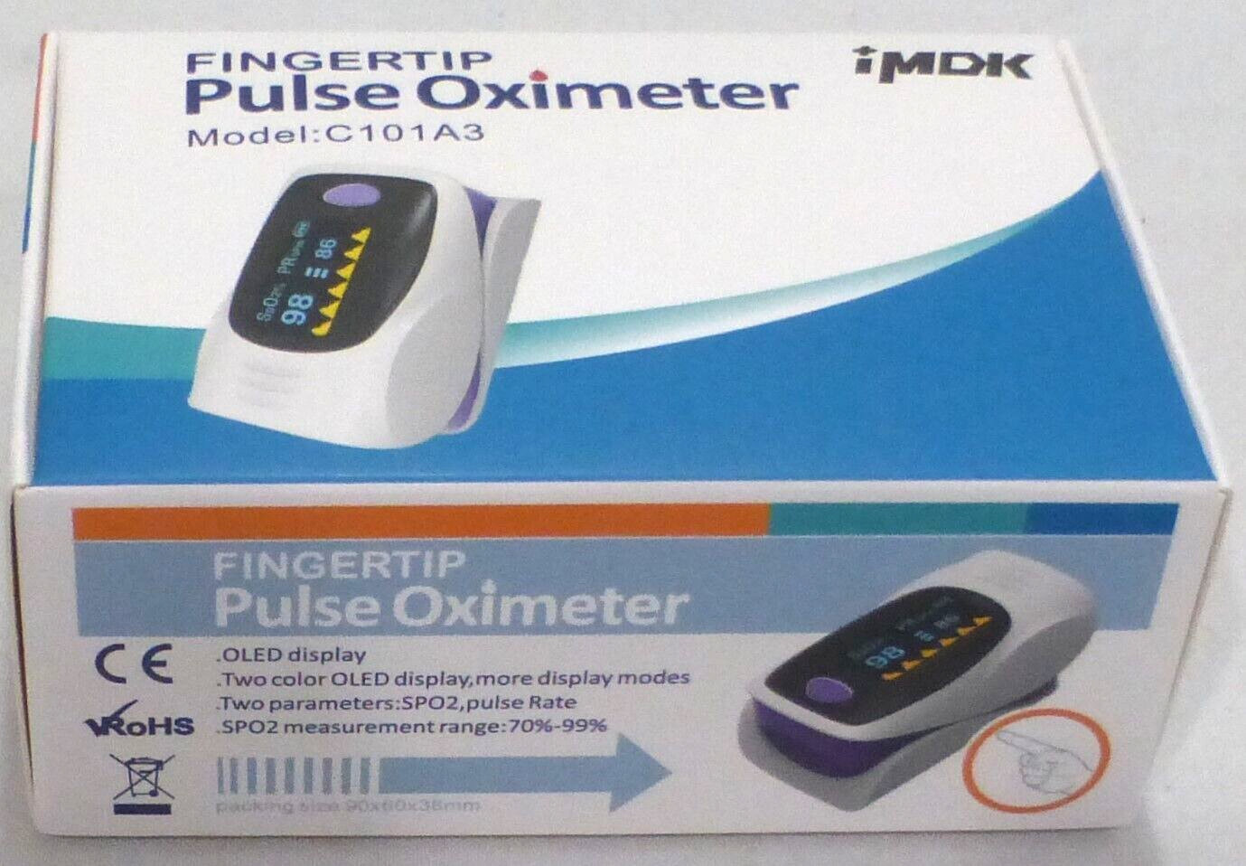 iMDK Fingertip Pulse Oximeter Model C101A3, NEW