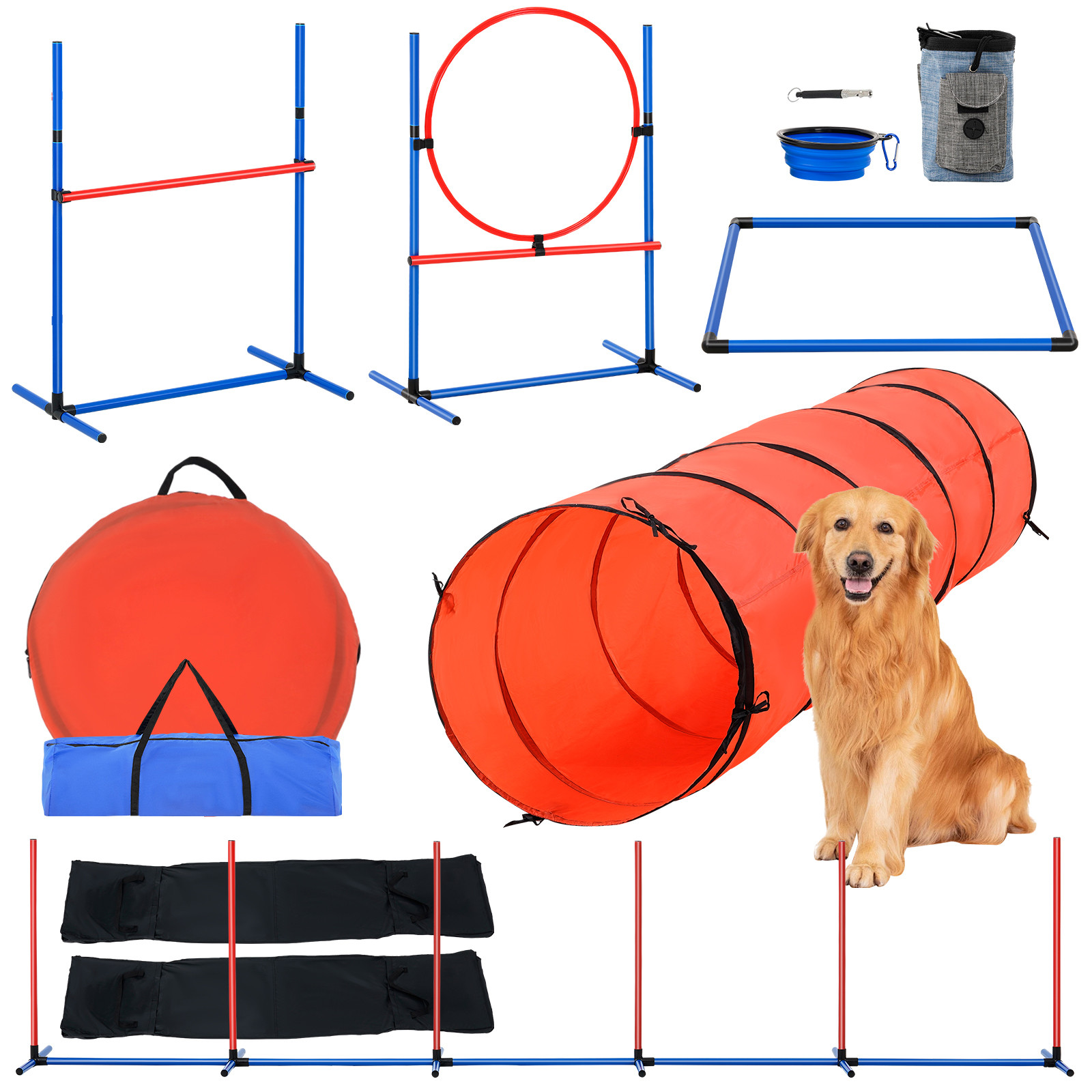Dog Agility Training Kit Pet Obstacle Course Equipment Backyard 5 PCS Set