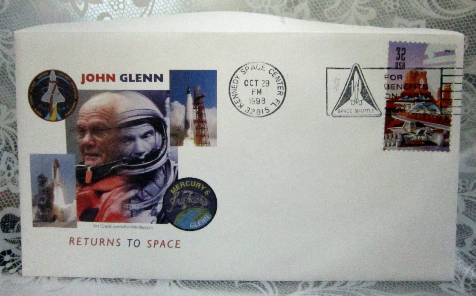 DISCOVERY 7 NASA PATCH John Glenn Mukai Duque Brown Lindsey Robinson Parazynski+