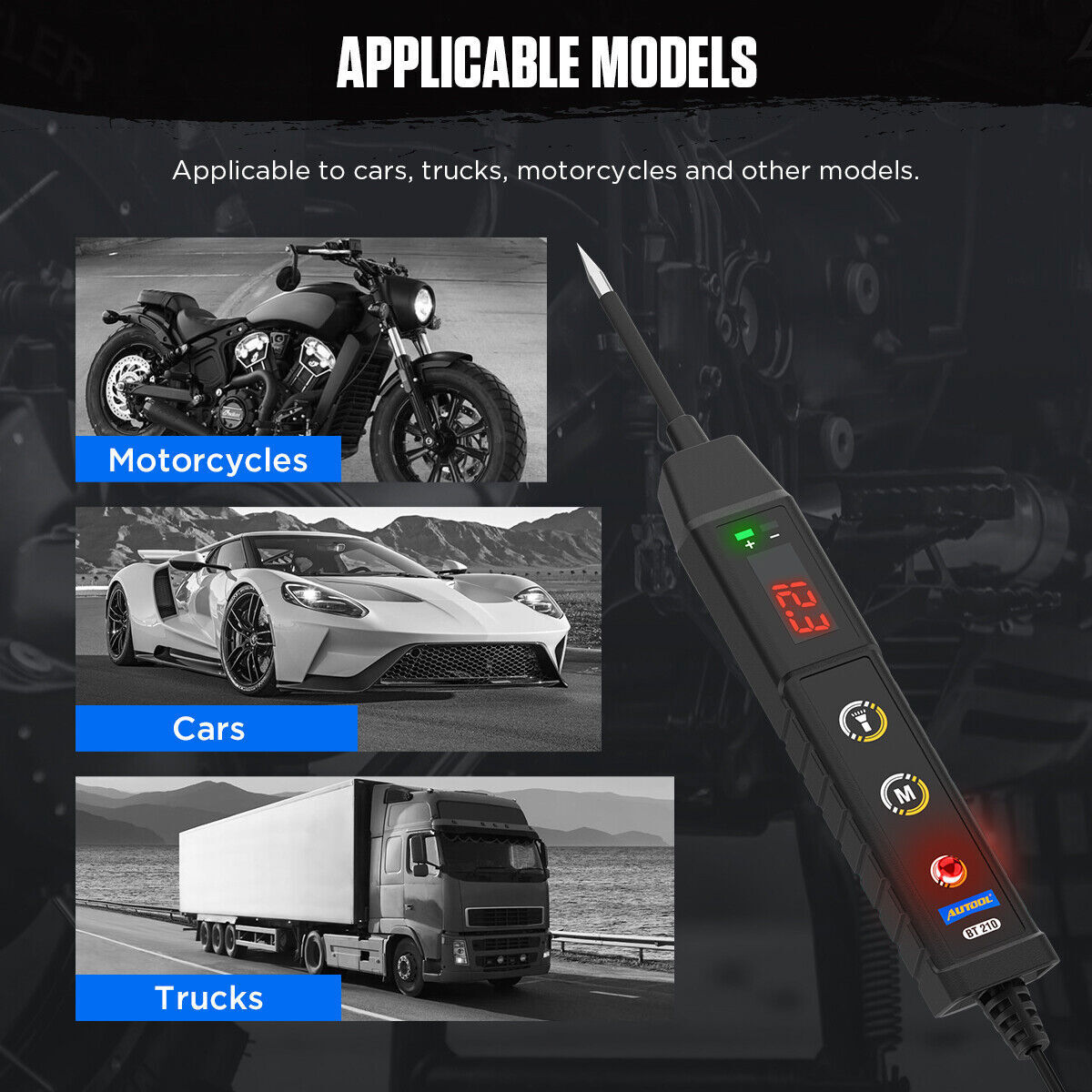 Circuit Tester 9-30v Dc Automotive Test Light Bidirectional Voltage Fuse Tester