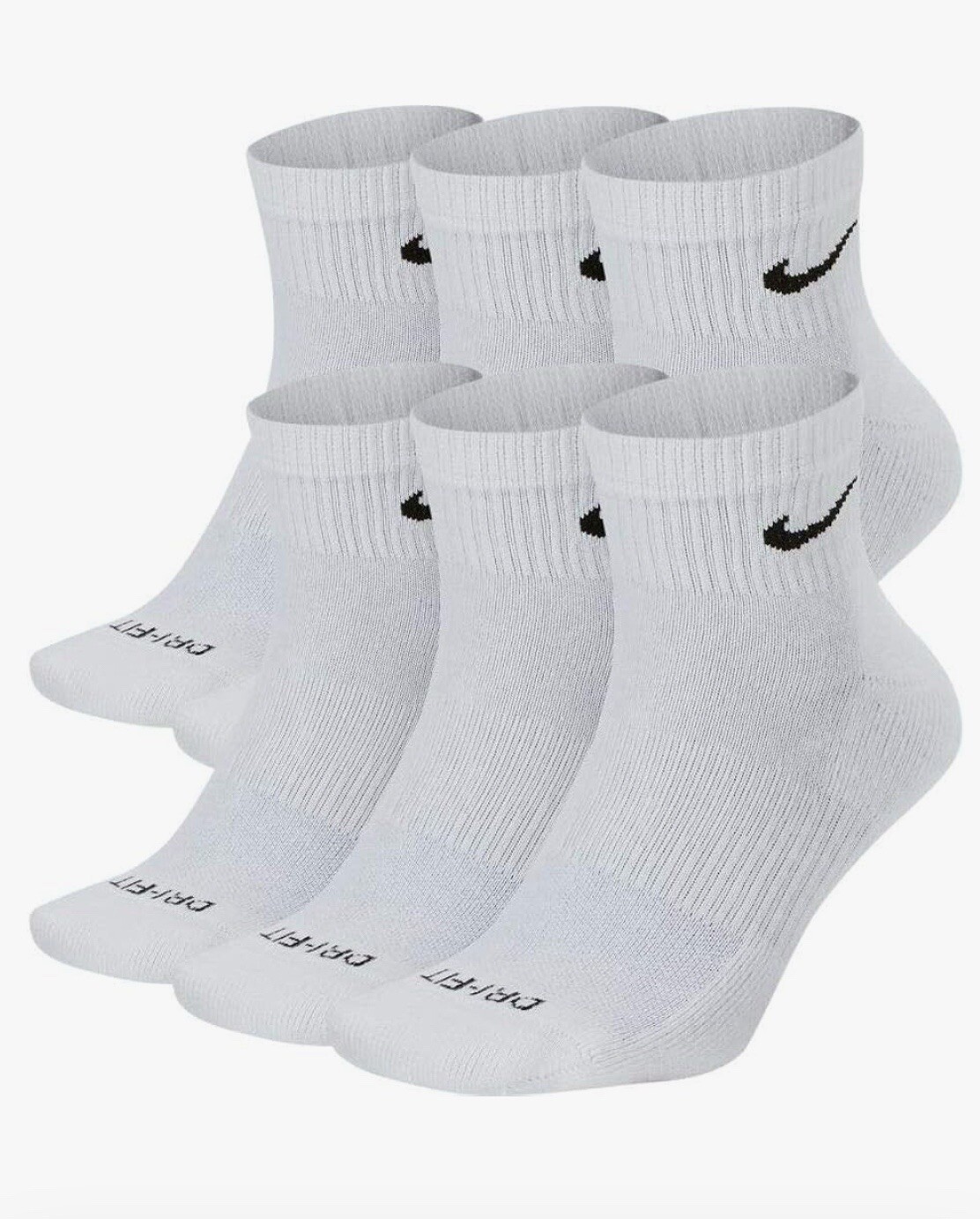 Nike Everyday Ankle Socks 6-Pairs, Size Large( 8-12)- White