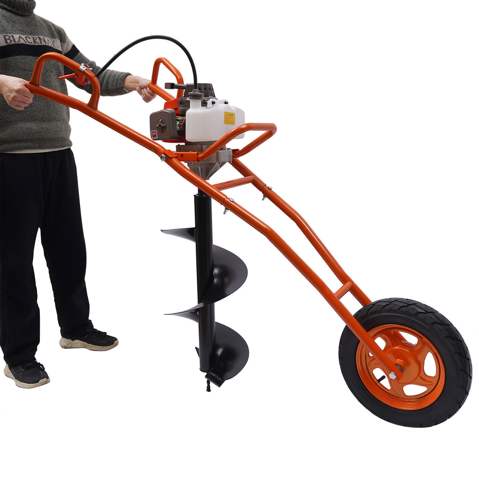 11" Bit Post Hole Digger Gas Powered 63cc 3hp Hand Push Earth Auger Ground Drill