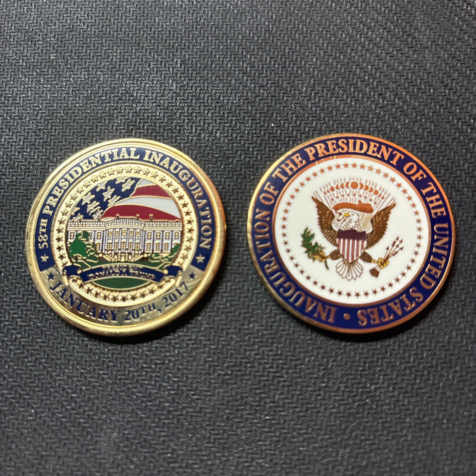 Donald Trump Pence 2017 Inauguration Challenge Coins and Badge w/ Case