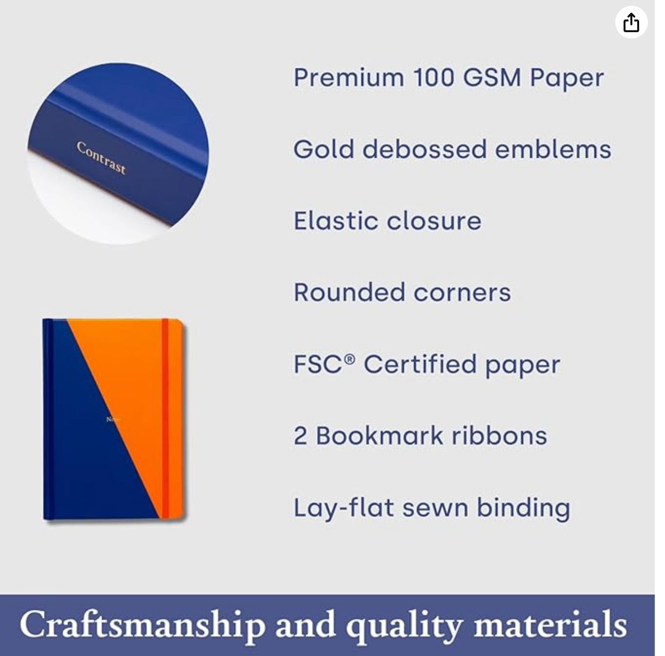 Yop & Tom Medium Hardcover Notebook A5 Lined 180 Pgs - Blue & Orange