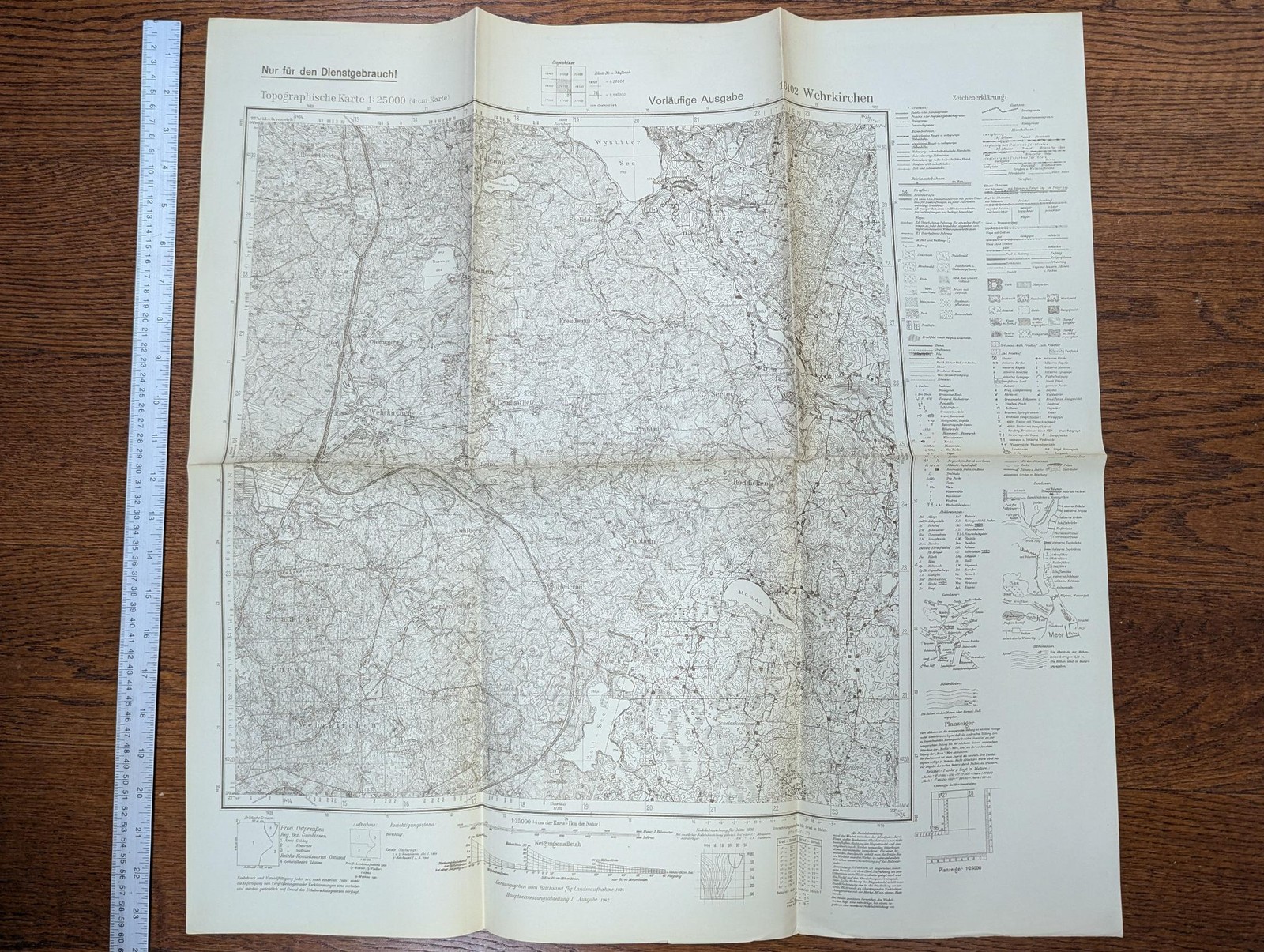 WWII German Wehrkirchen Wehrmacht Map 1942 Army Military Original Vintage 1940s