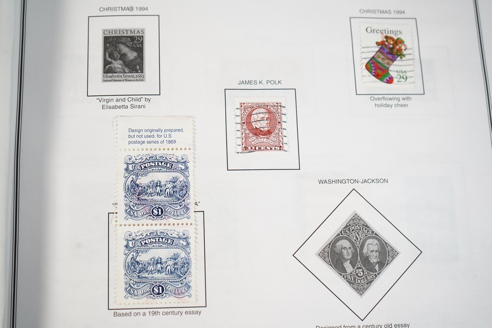 US 1990s-2000s COLLECTION OF 450+ STAMPS MINT & UESD STORED IN HARRIS ALBUM