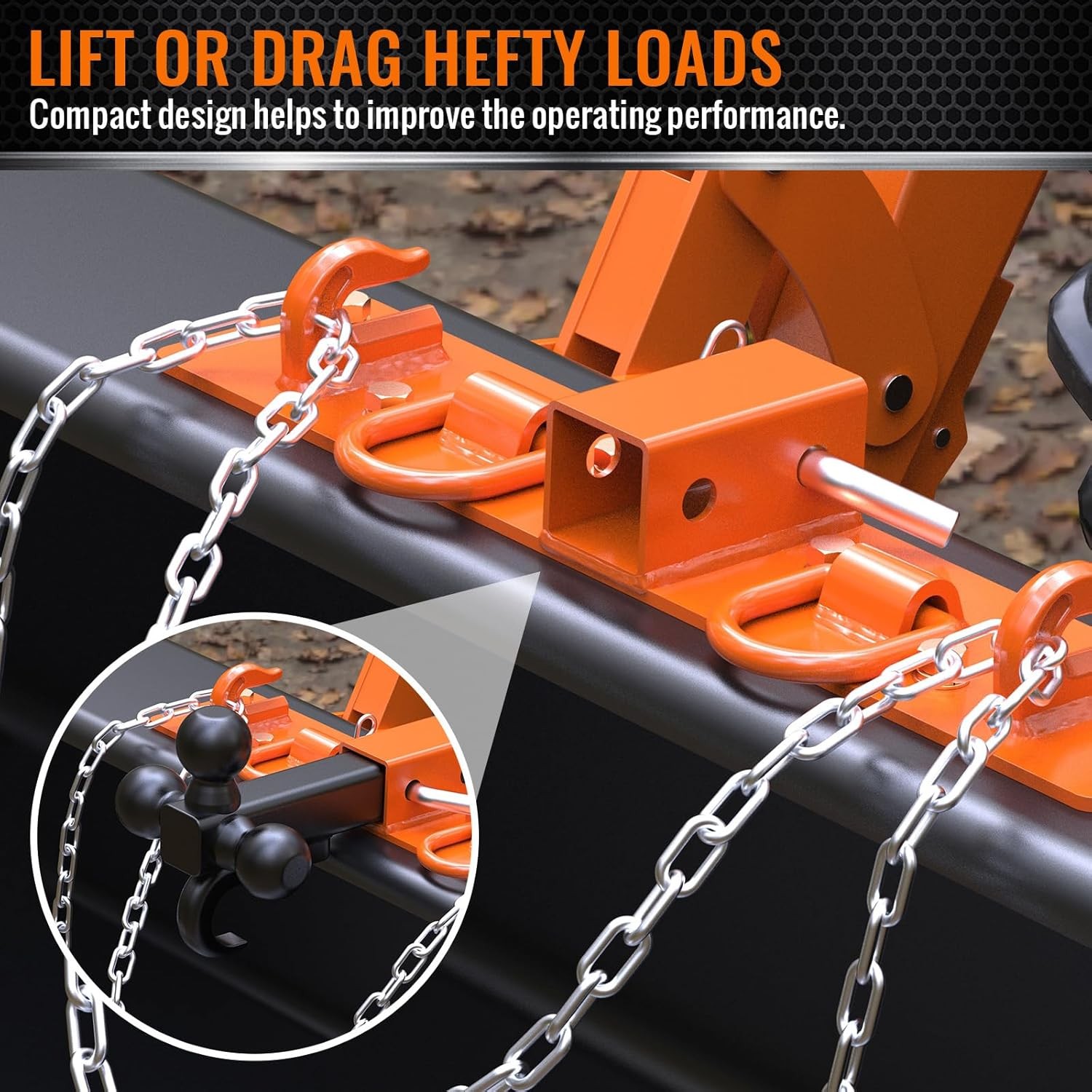 Bolt On Compact Tractor Bucket Grab Hooks with 2" Receiver and Back Steel Plate