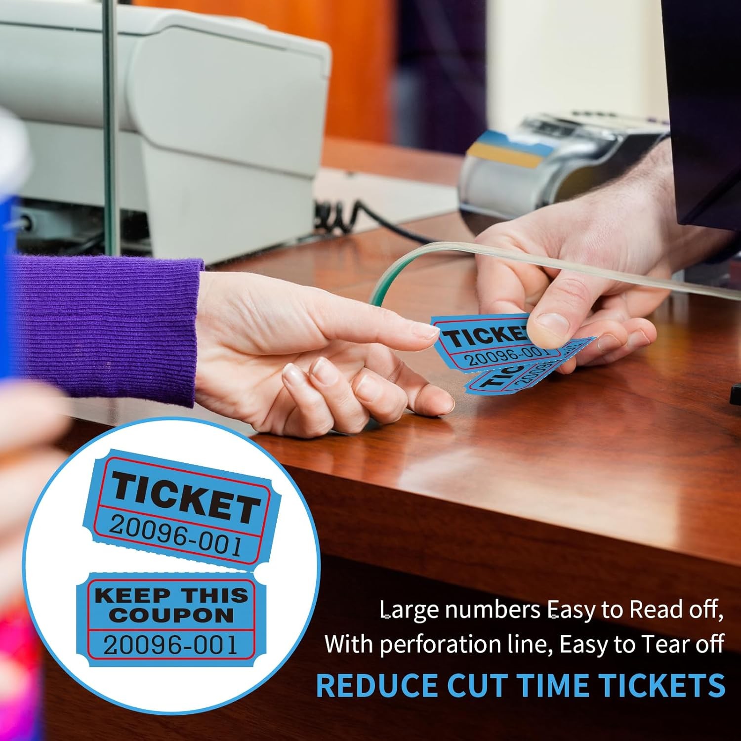 1000 Pairs Raffle Tickets Roll Double Stub Numbered 2000pcs for Drawing Carnival