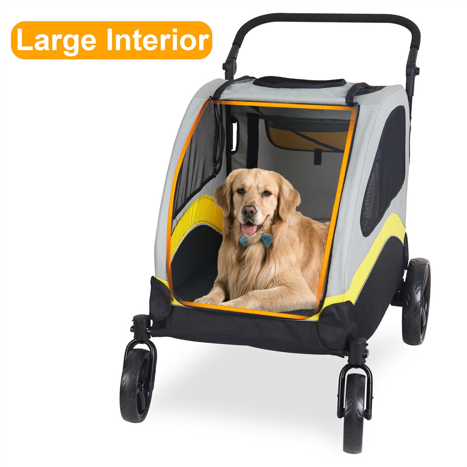 XXL Heavy Duty Dog Stroller Double Door Pet Trolley Carrier Cart Foldable Jogger