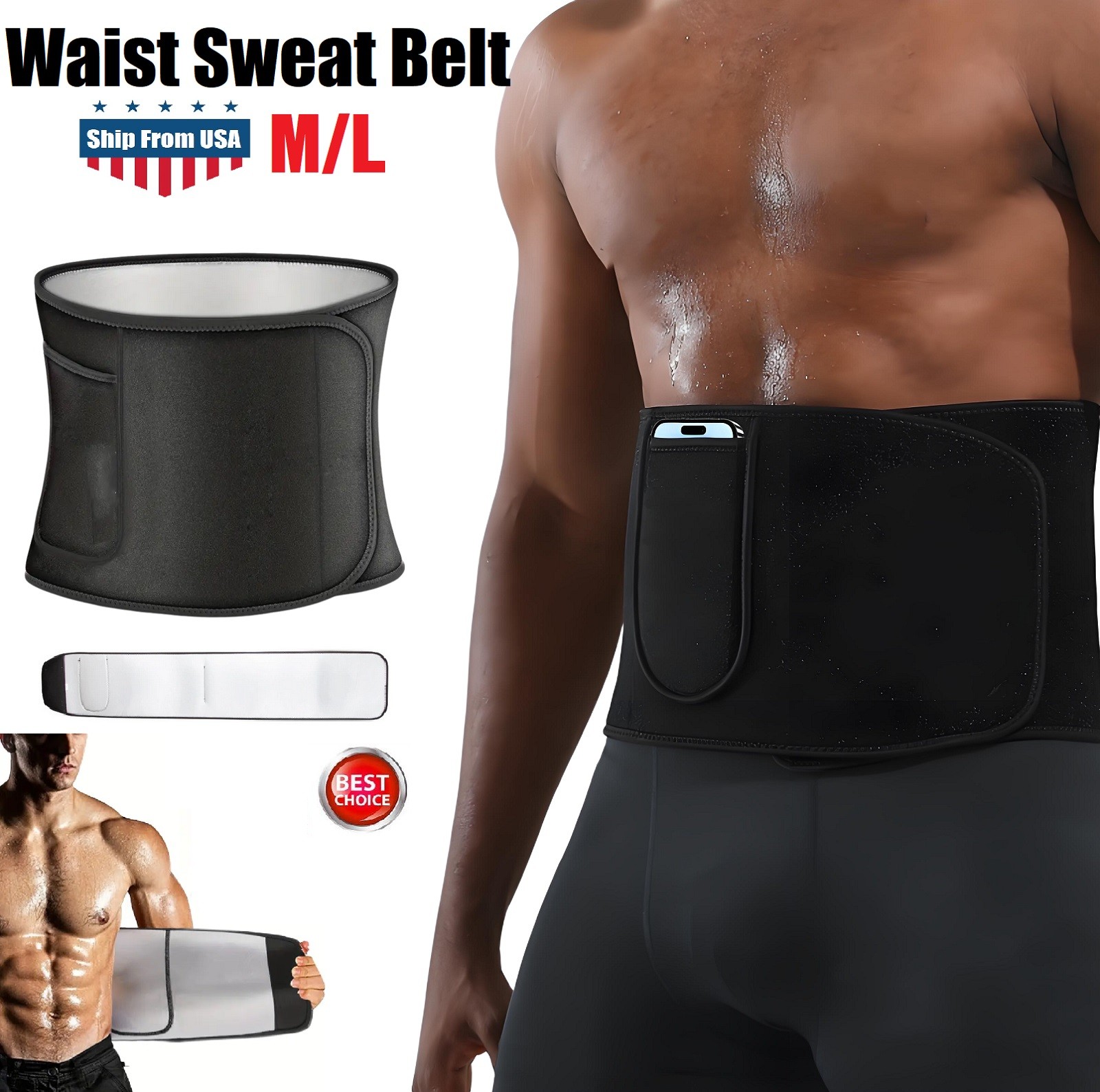 Slimming Waist Trainer & Trimmer Belt Lower Belly Fat Sweat Band Men & Women USA