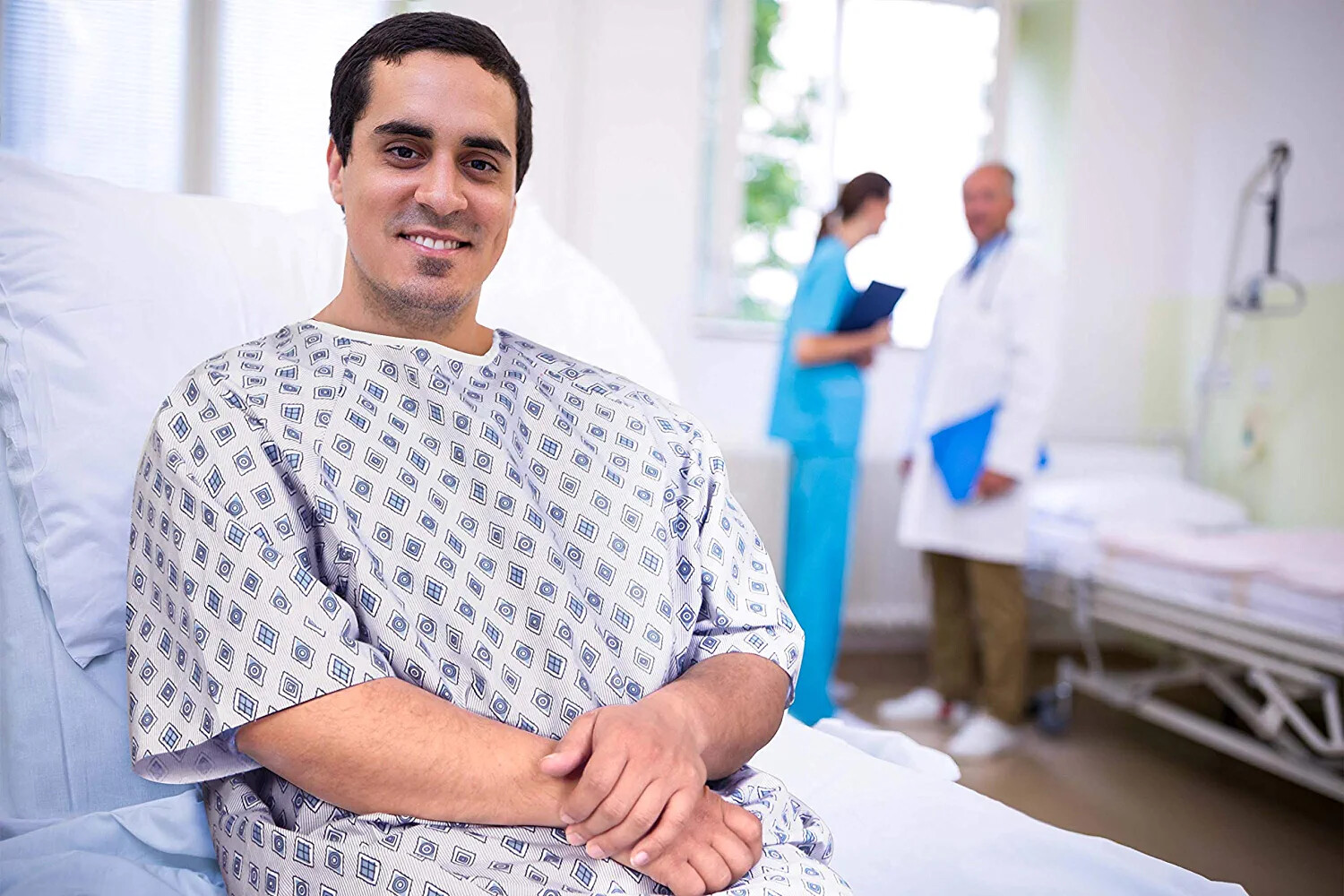 6 Pack Cotton Blend Unisex Hospital Gown, Back Tie, 45" L & 61" W Utopia Care