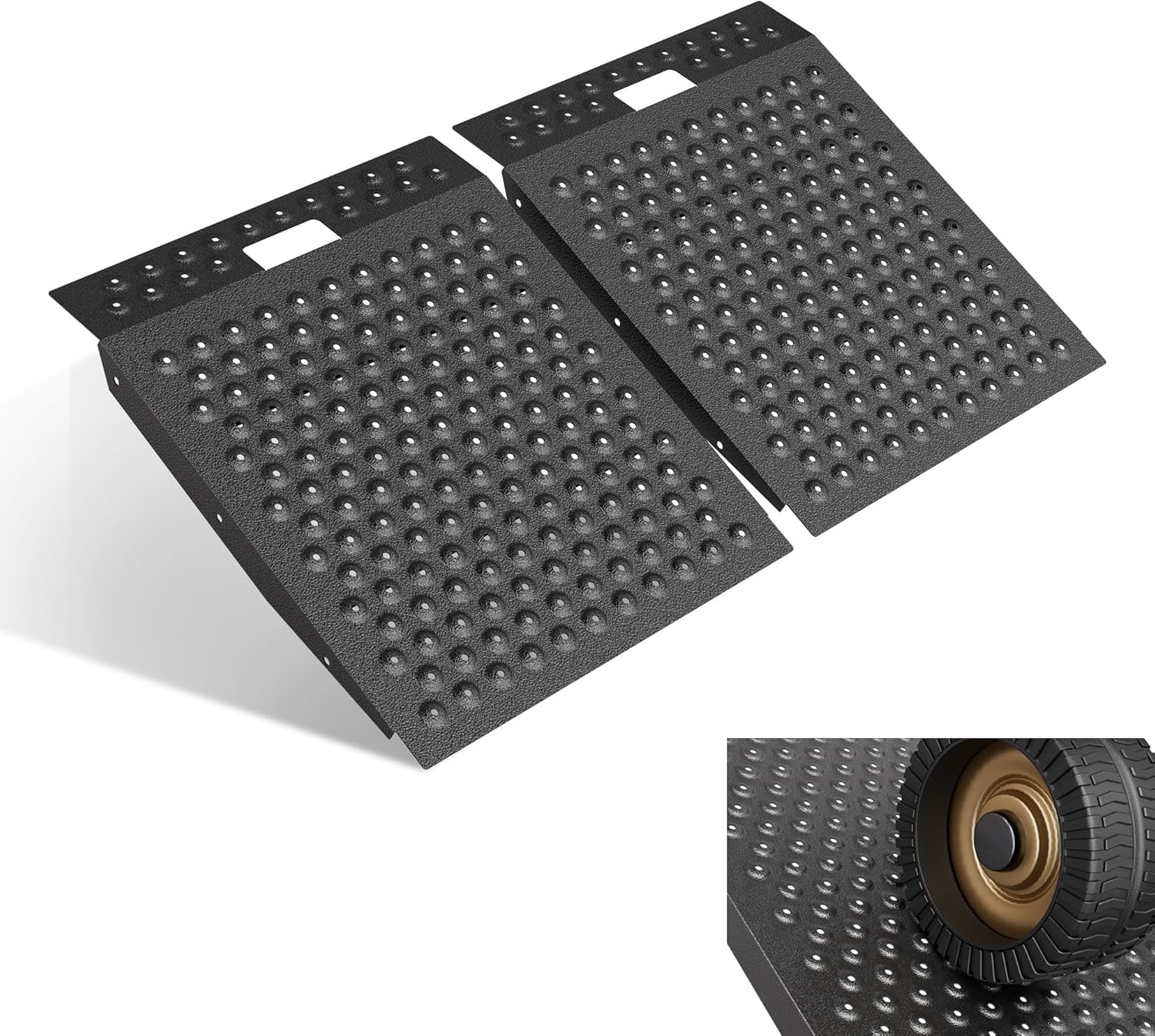 36" x 48" Shed Ramp for Riding Mower 1500LB Anti-Slip Punch Plate Ramp 2PC Alloy