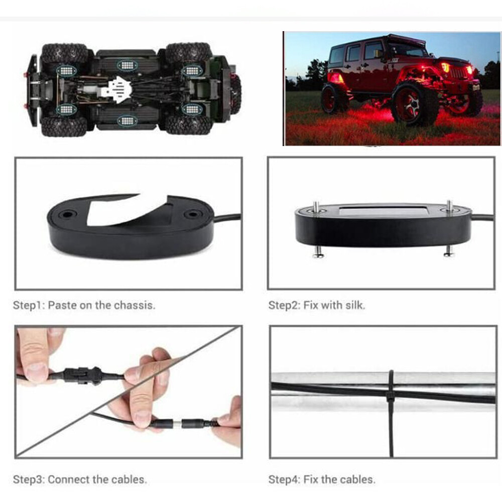 4x RGB LED Pods Rock Lights Kit Underbody Neon Light Fit Ford F-150 F-250 F-350