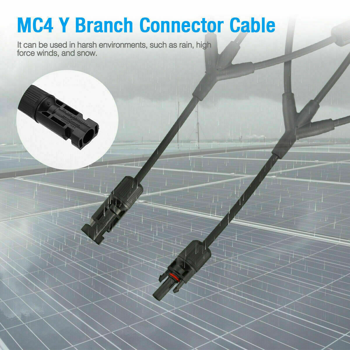 Solar Panel Y Branch Cable Connection Waterproof Adapter Connector Extension