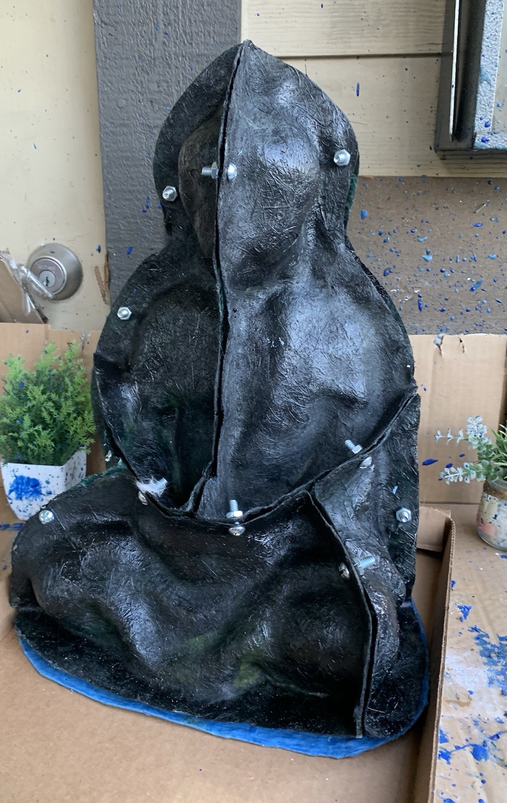 LATEX RUBBER MOLD + Fiberglass Casing Sitting Buddha H. 17” YKM-5126 Blue Mold