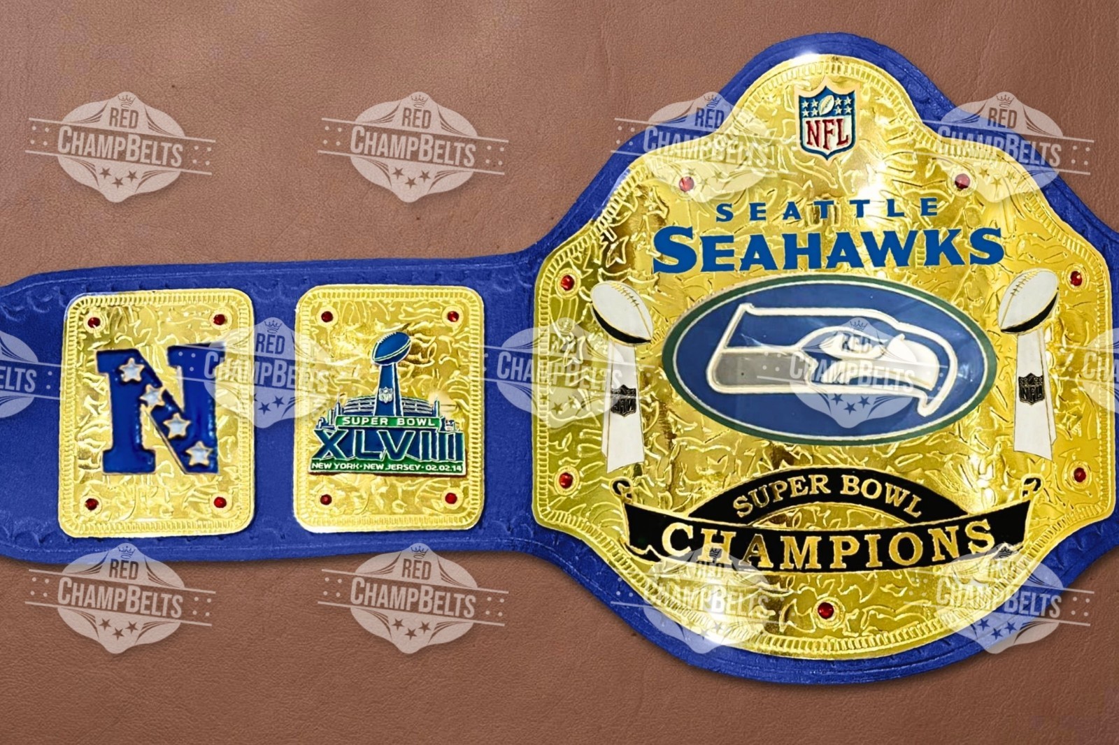 Seattle Seahawks NFL Championship Belt Adult Size 2mm Brass