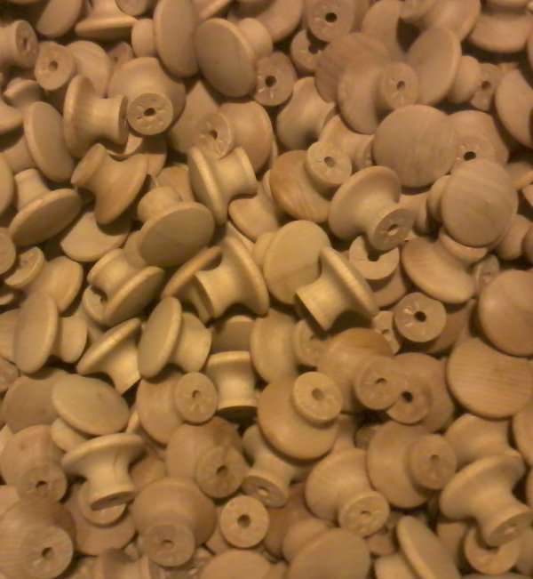 50 ROUND 1 1/4" BIRCH WOOD KNOBS Unfinished Pulls Cabinet Handles w/o screws