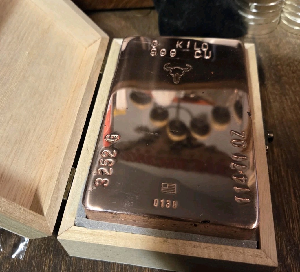 3 Kilo Hand Poured Solid Copper Bullion Bar .999 Pure Fine Copper 3 Kg Ingot
