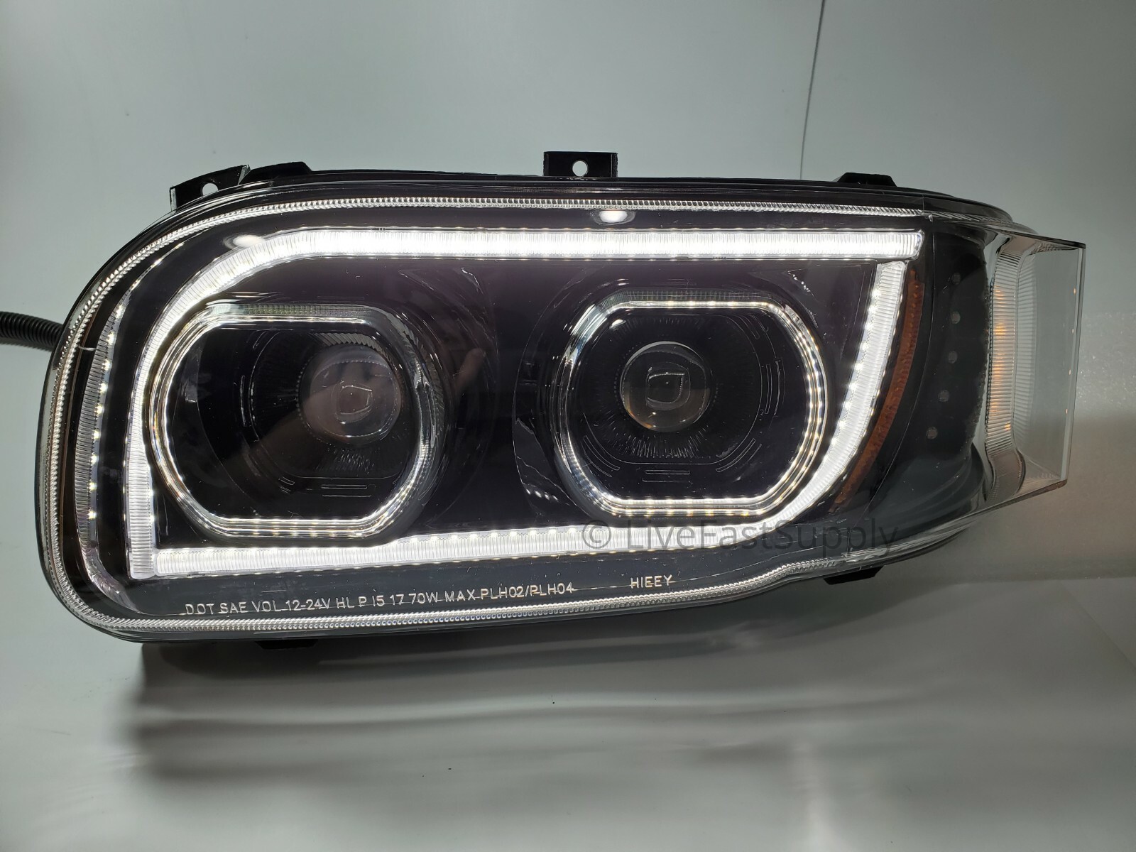 Pair All LED Headlights w/ Dual Function LED Halo DLR for Peterbilt 388/389/567