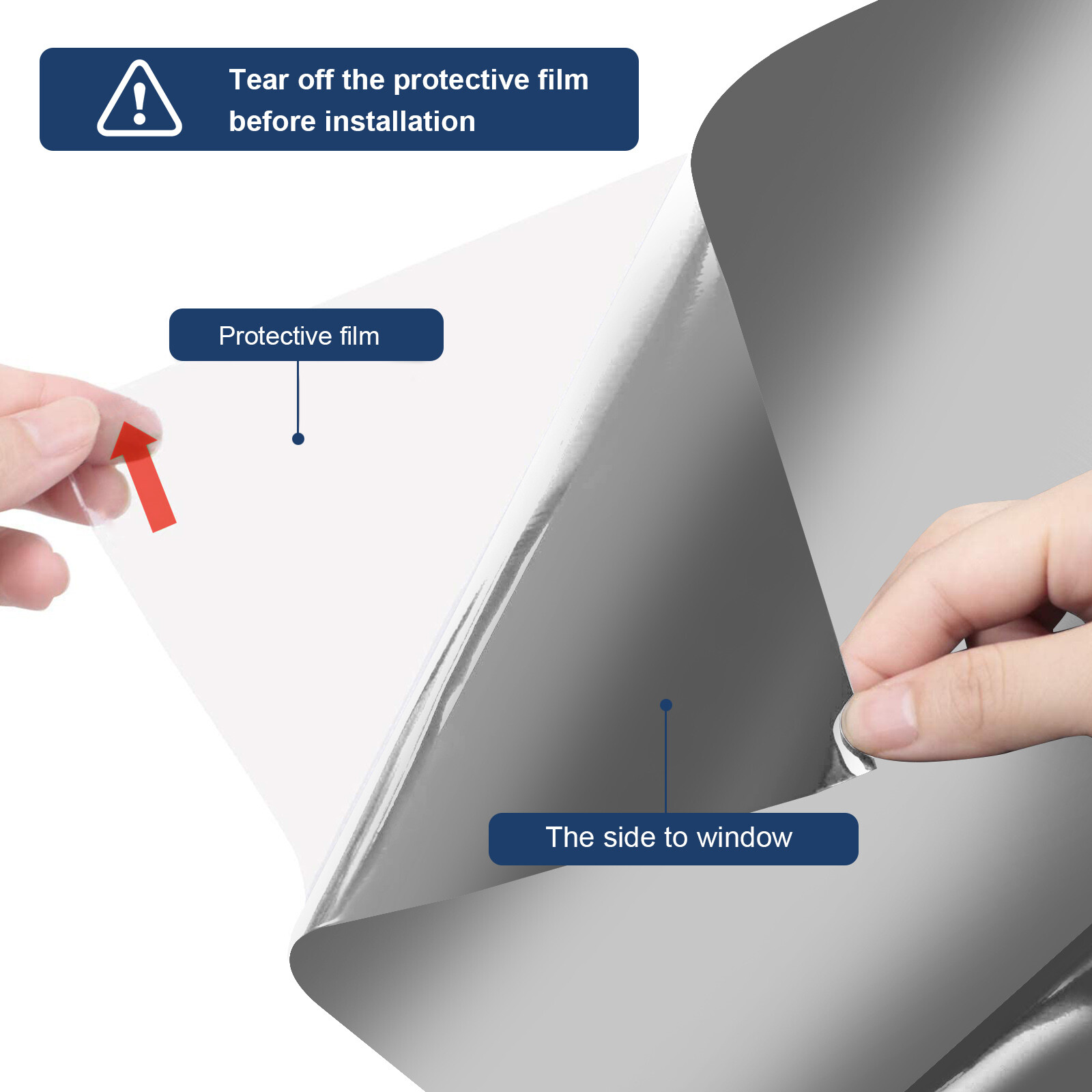 One-Way Mirror Window Film Privacy Tint Sun UV Reflective Heat Control for House