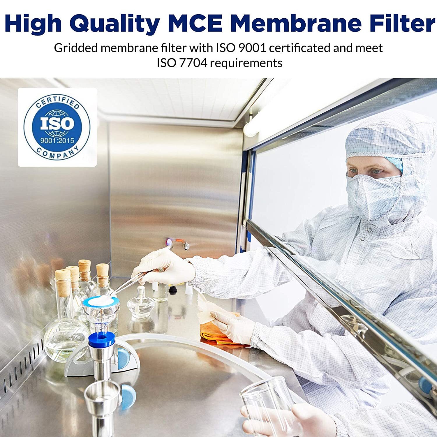 MCE Gridded Membrane Filters, 47mm Diameter, 0.22 um 0.45 μm Pore Size, STERILE