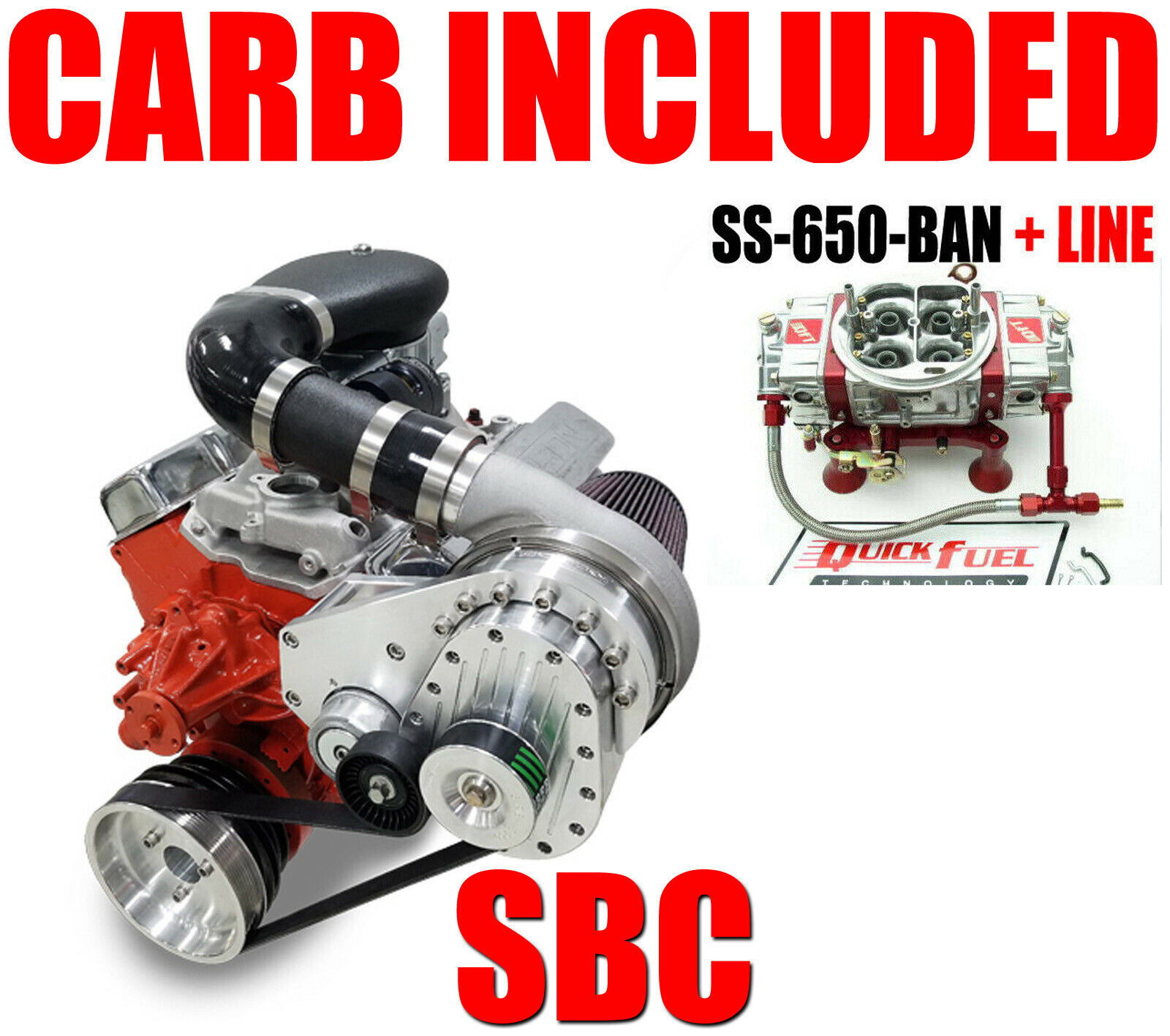 TORQSTORM SUPERCHARGER SYSTEM SMALL BLOCK CHEVY ARP-K-GMSBC-DS-SWP W QUICK FUEL