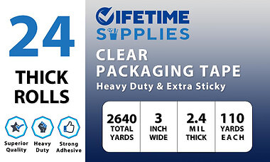 24 Rolls 3" Extra-Wide Clear Shipping Packing Moving Tape 110 yds/330' 2.4 mil