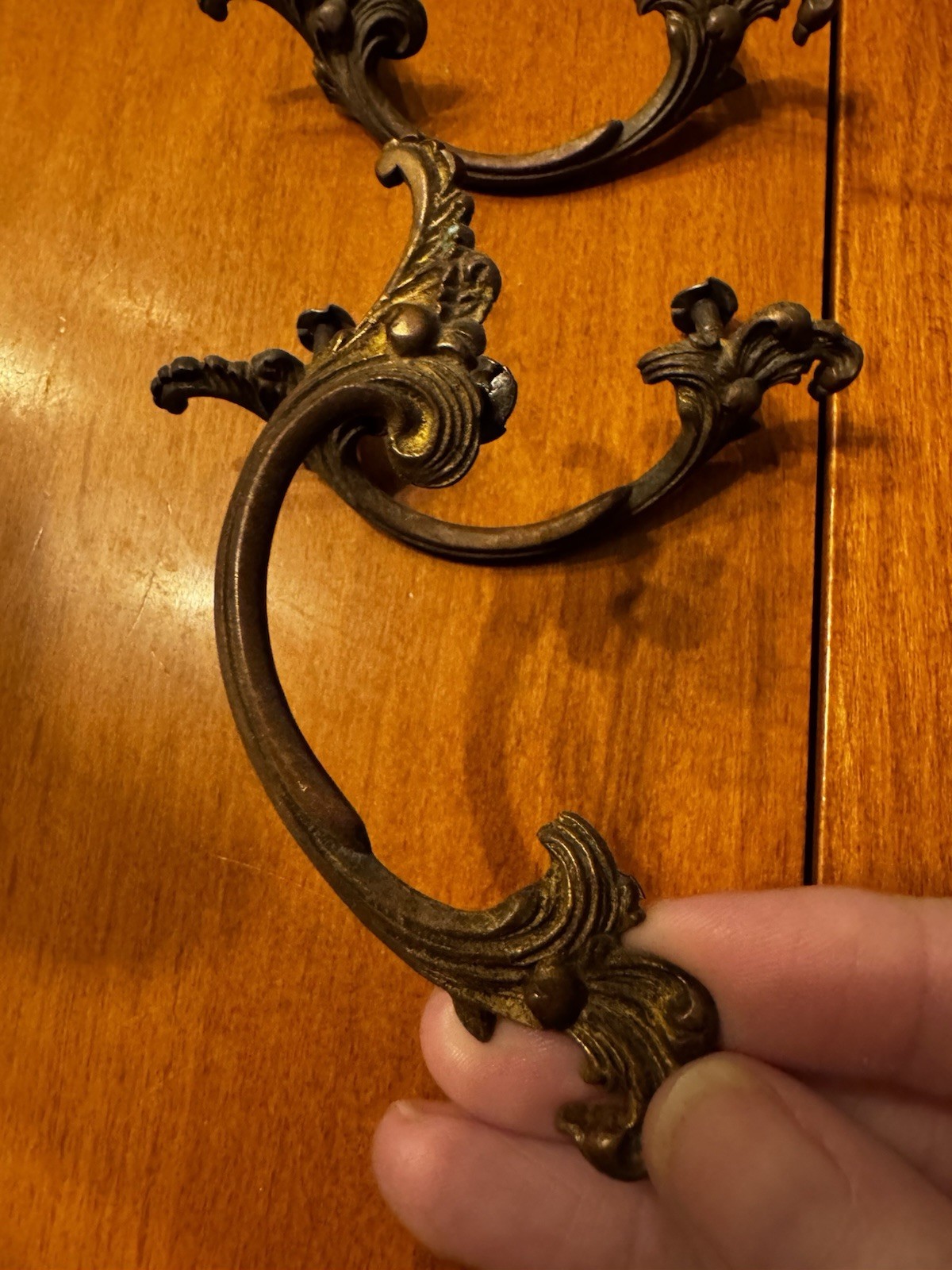 Antique Brass French Provincial Drawer Pull Handles 4” Lot of 4