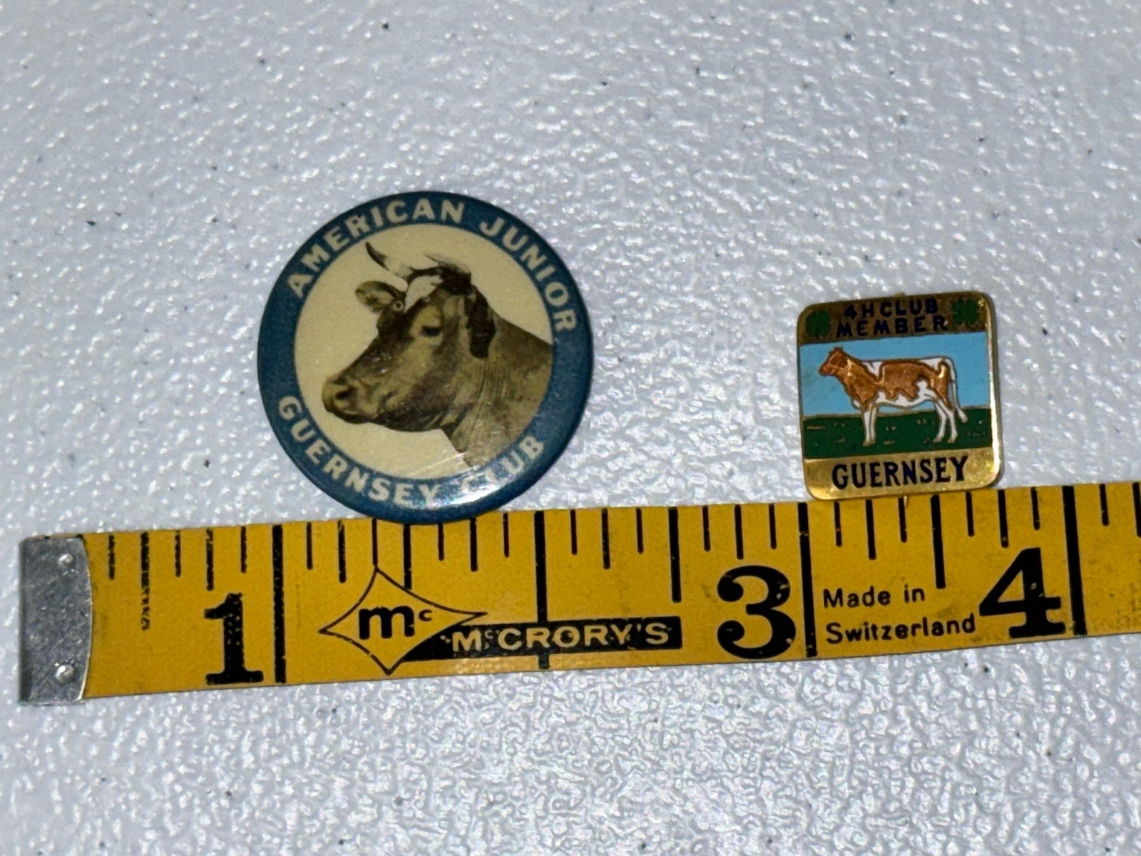 Vtg American Junior Guernsey Club + 4H Club Cow Pin Badge