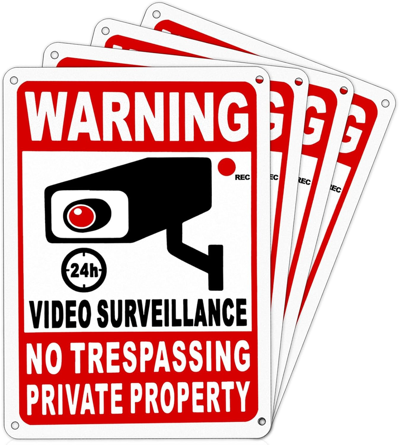 4 Pack Large Warning Security Cameras In Use Metal Sign for House Business