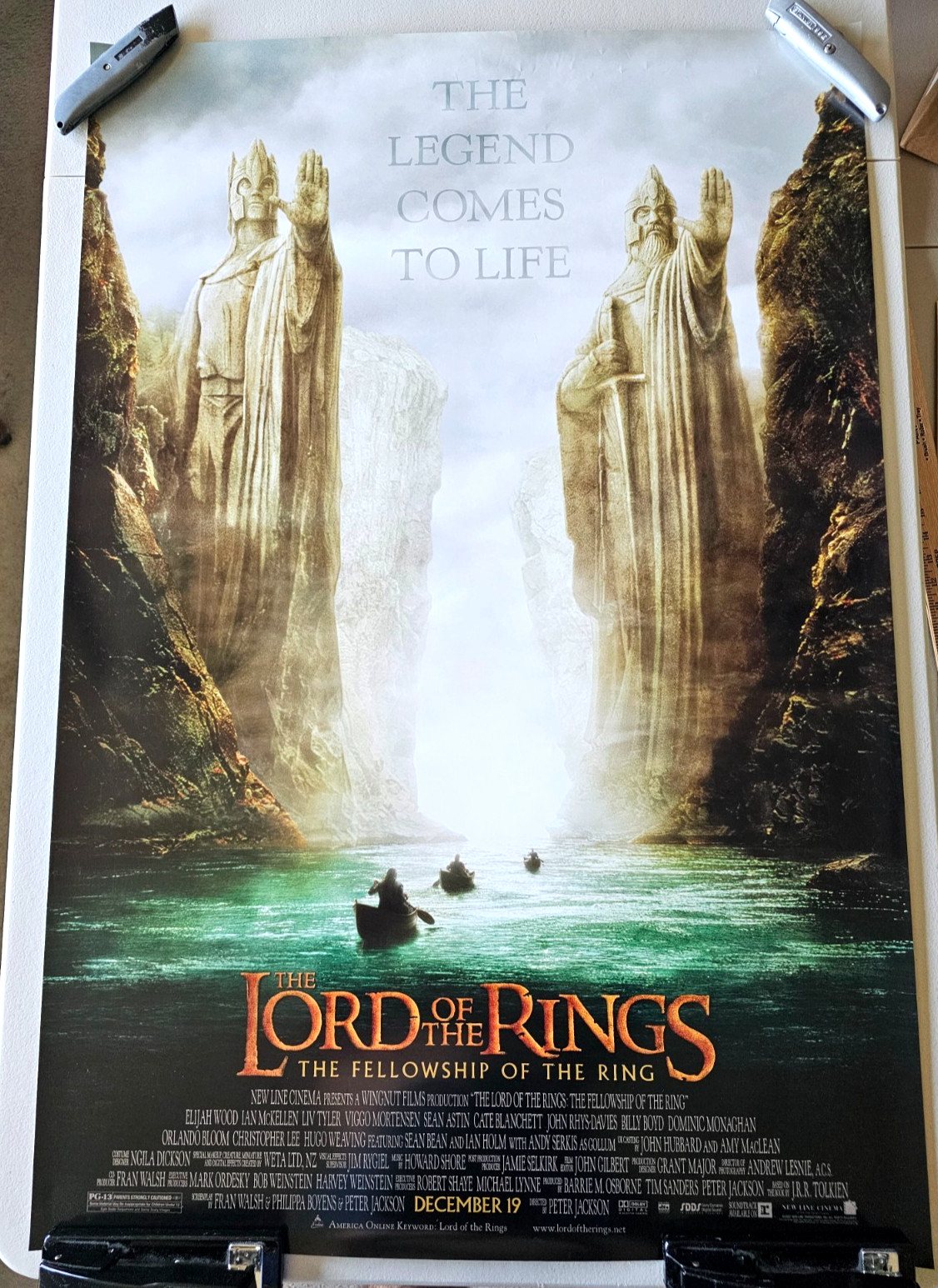 LORD OF THE RINGS FELLOWSHIP RING ORIGINAL ROLLED 27x40 MOVIE POSTER ARGONATH