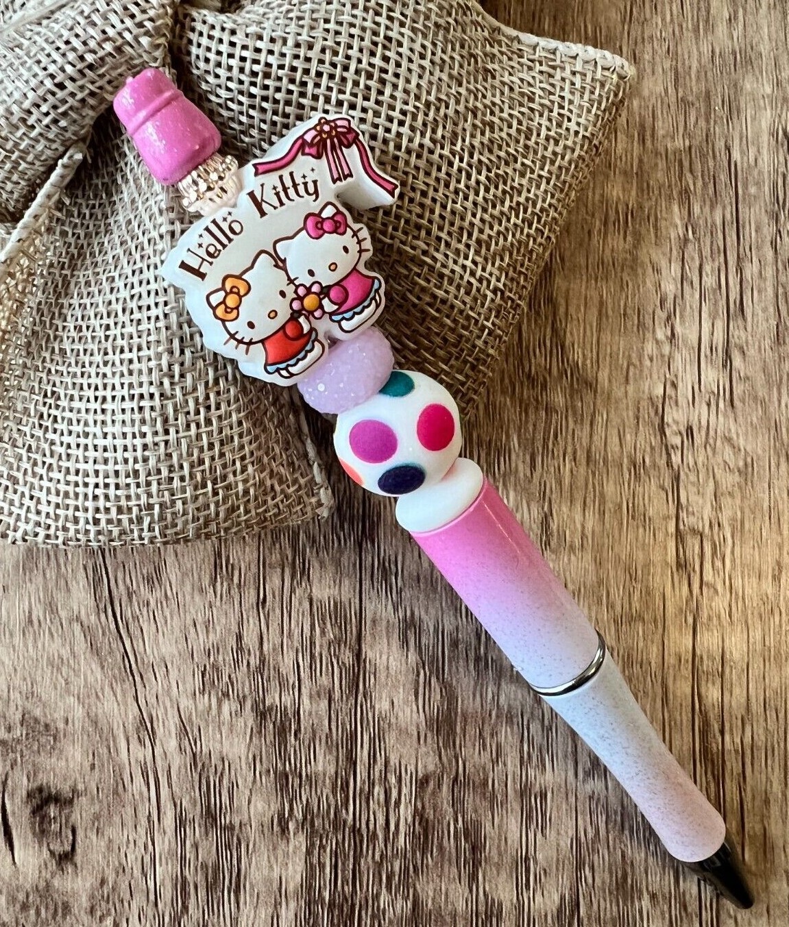 Custom beaded pen. Cute Sanrio characters! gifts, basket filler, journal, teen