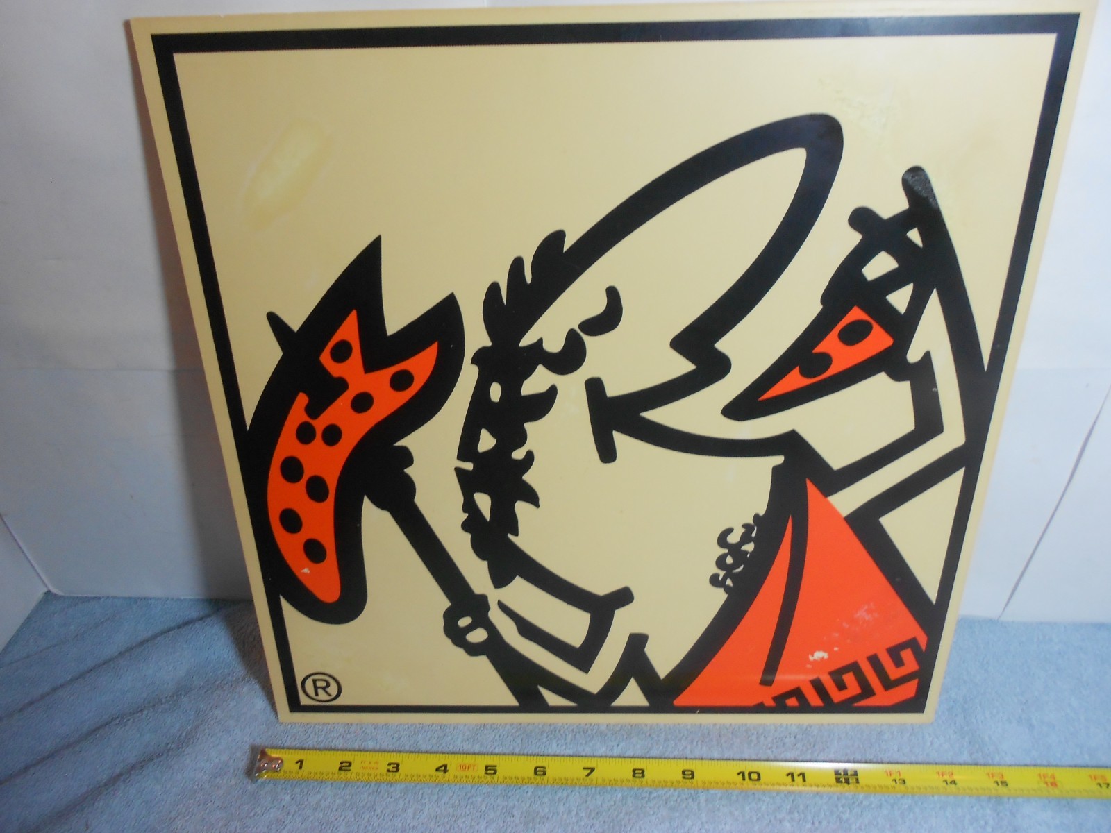 VINTAGE ORIGINAL LITTLE CAESARS PIZZA 14 x 14 in PLASTIC ADVERTISING SIGN - X132