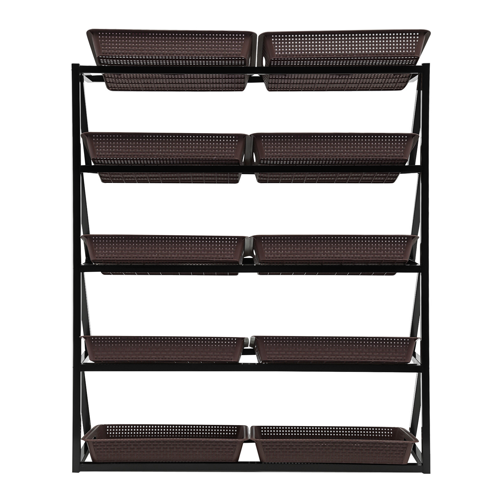 Market Retail Display Rack Shelf + 10x Merchandiser Fruit Vegetable Snack Basket