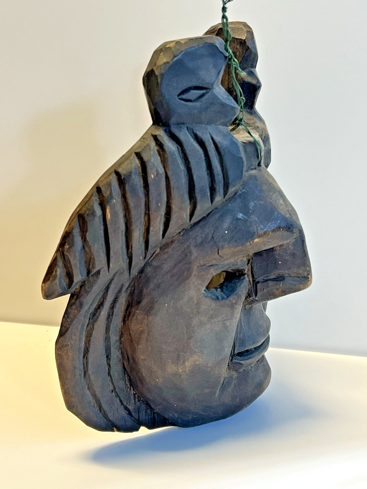 Antique Native American indian Hand Carved Totem Style Wooden Wall Hanging Mask