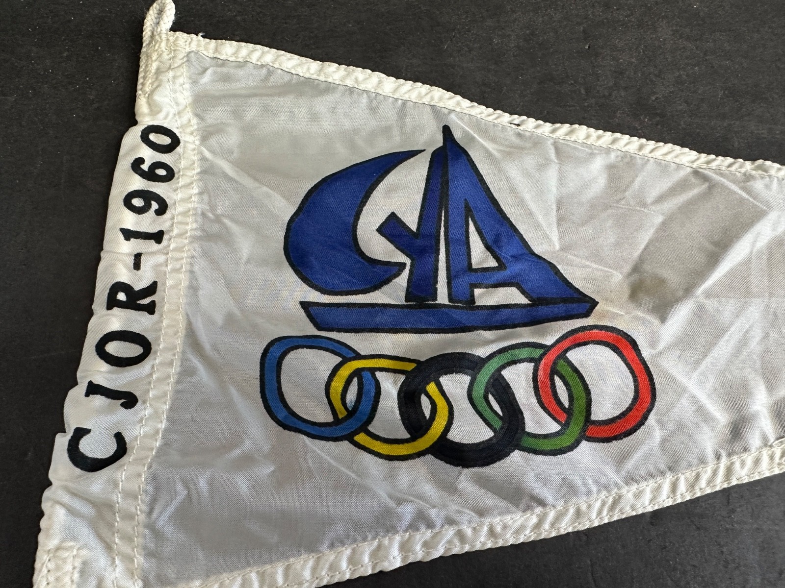 Vintage 1960 Olympics Sailing Burgee, Flag, CJOR-1960