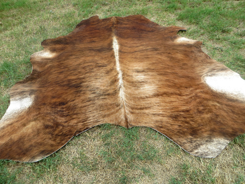 MAKE OFFER !! LARGE BRINDLE brown Cowhide Rug natural Cowhides Cow Hide Skin RN
