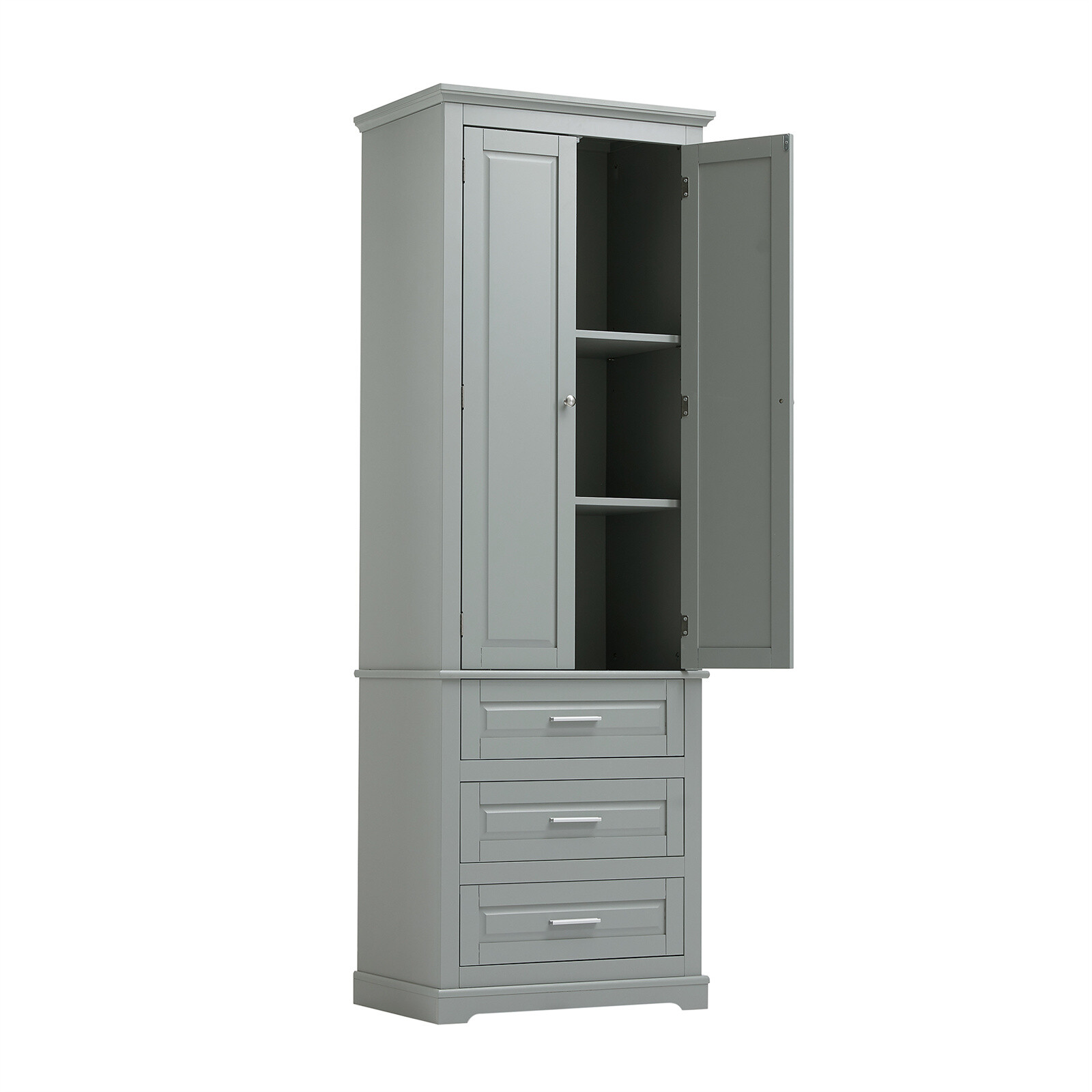 Tall Bathroom Storage Cabinet Floor Cabinet with Drawers and Adjustable Shelves