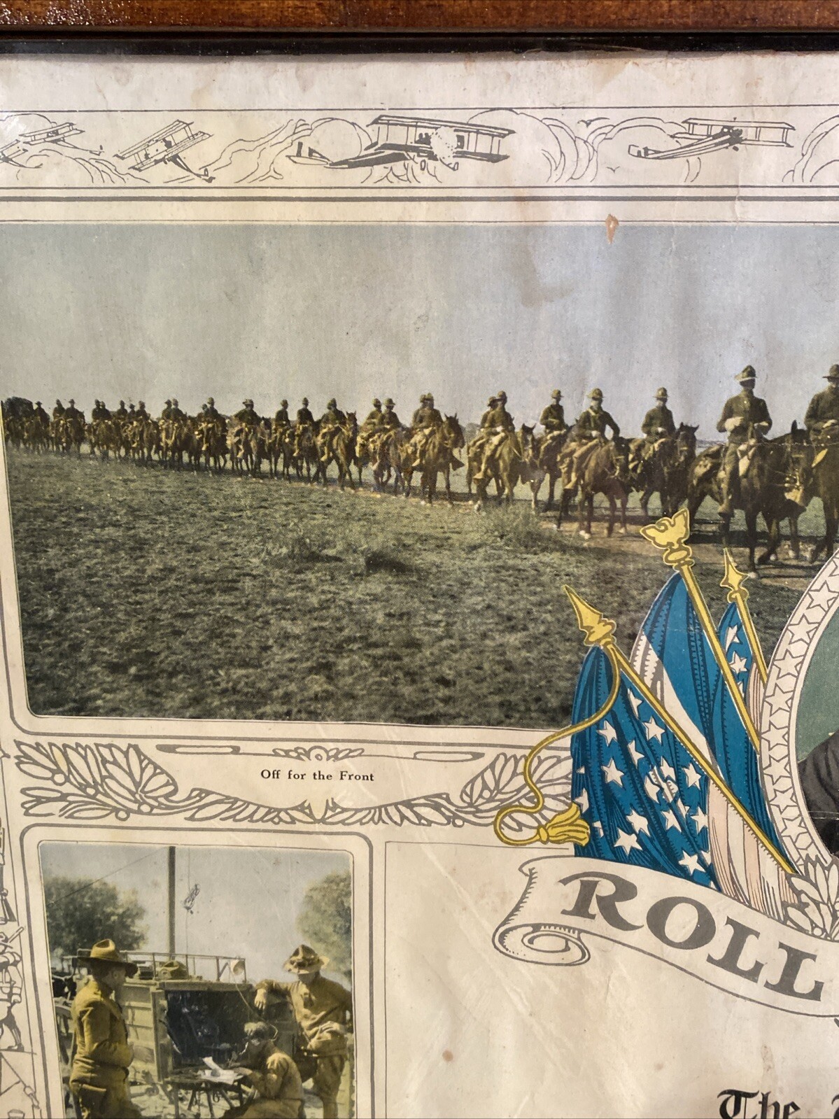 ANTIQUE FRAMED ROLL OF HONOR SERVICE IN THE WORLD WAR 1918 Military Photos