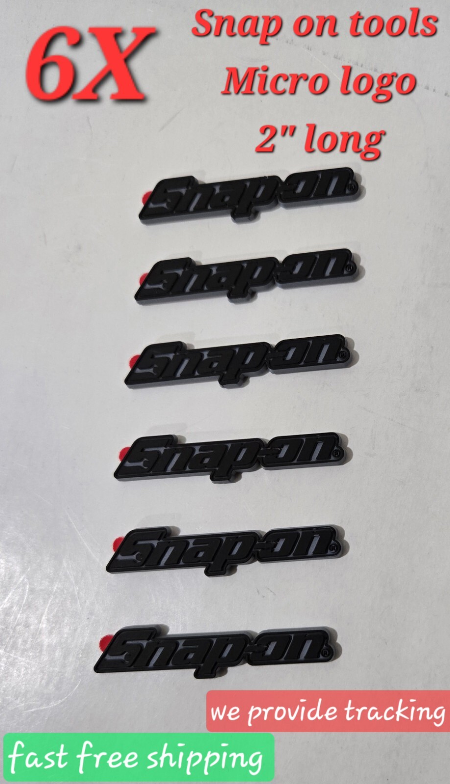 6PK SNAP ON TOOL BOX LOGO EMBLEM MATTE BLACK Plastic Badge Decal 2" NEW MICRO !!
