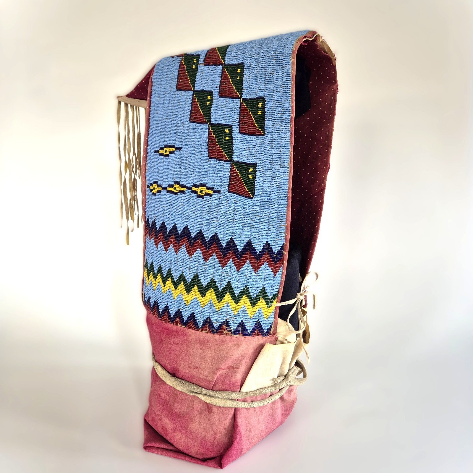 Antique Sioux (Dakota/ Lakota) Beaded Soft Baby Carrier/ Cradle, circa 1880.