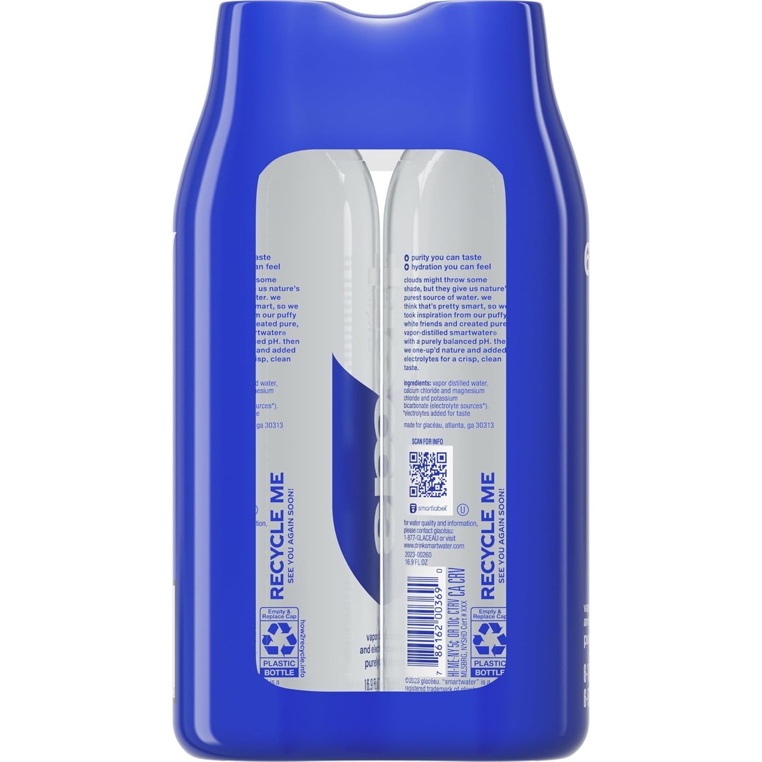 Smartwater 16.9 Fl Oz Pack of 6 Vapor Distilled Premium Bottled Water